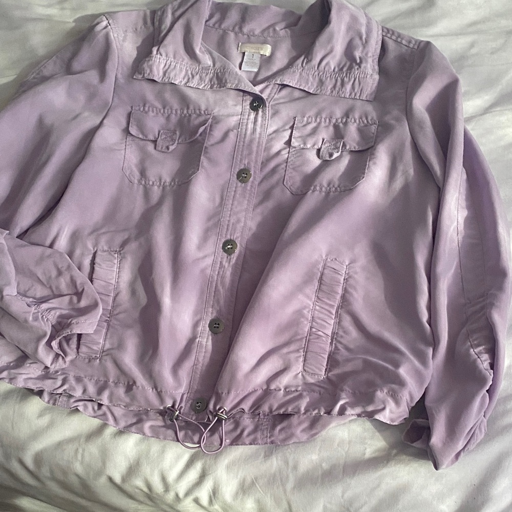 Chico's lavender Button-Front Utility Jacket - Picture 11 of 15